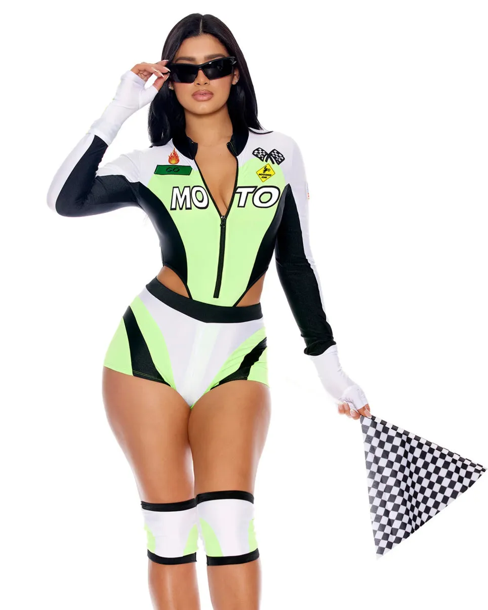 5pc Green Moto Mami Costume