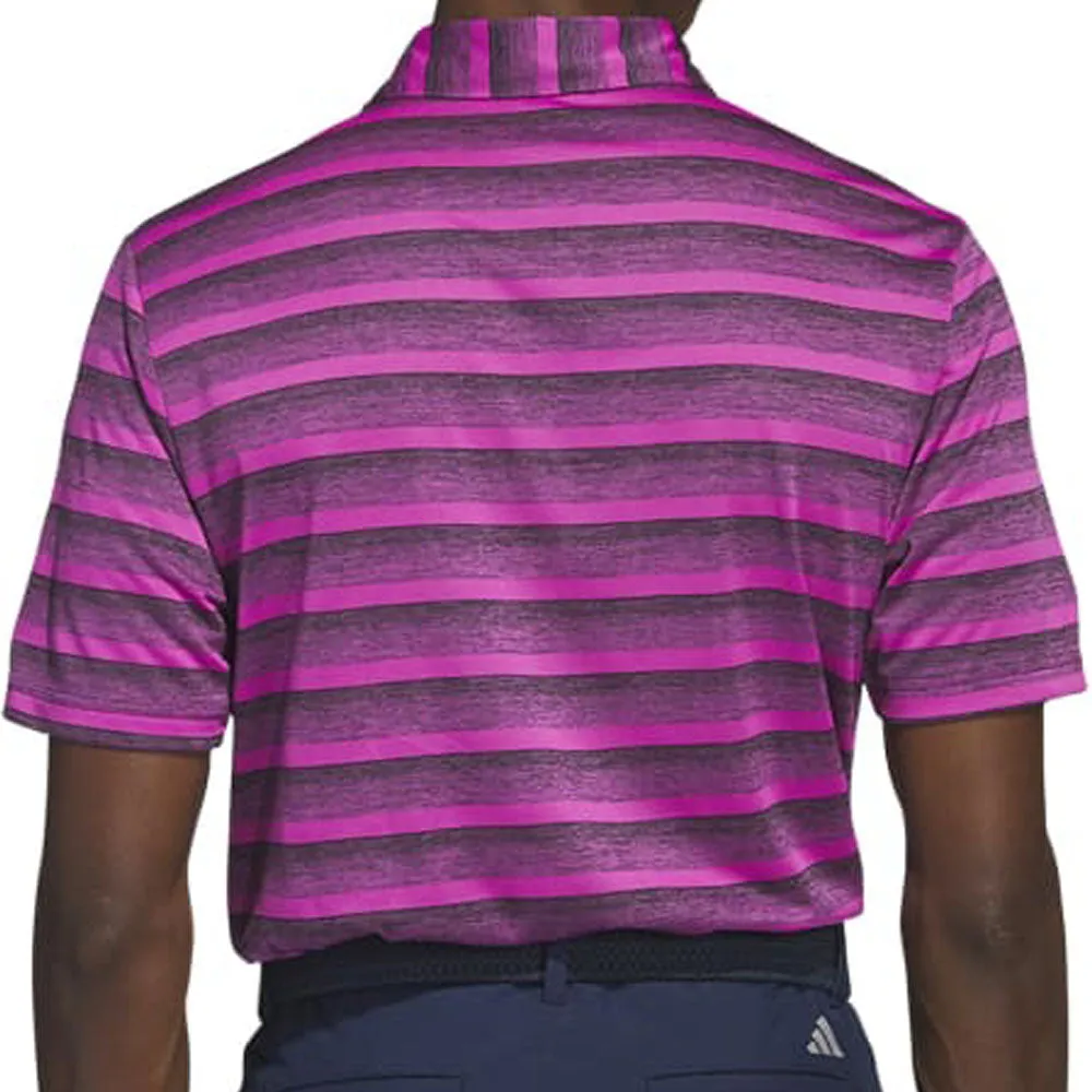 adidas 2 Colour Stripe Polo Shirt - Black/Lucid Fuchsia