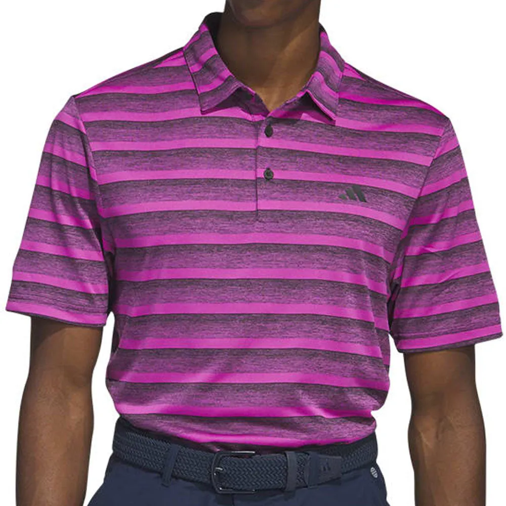 adidas 2 Colour Stripe Polo Shirt - Black/Lucid Fuchsia