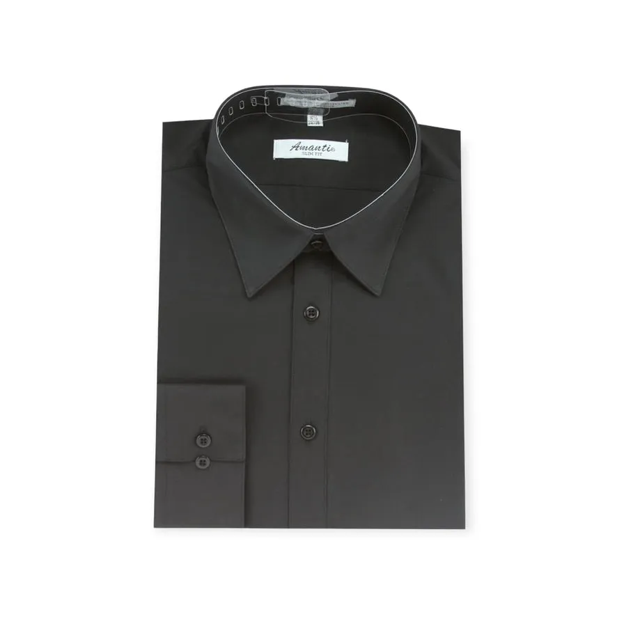 AMANTI: Slim Dress Shirt Black