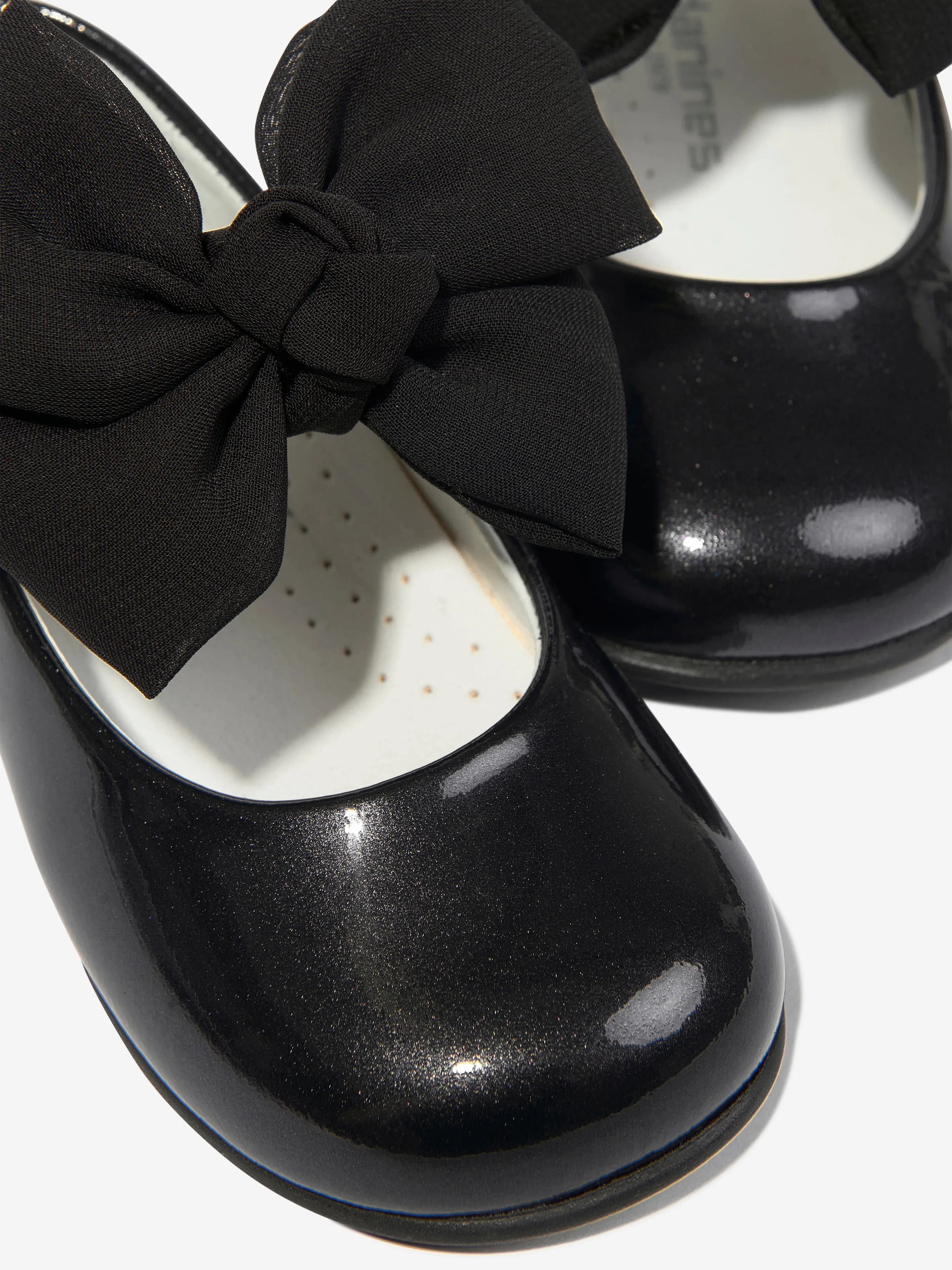 Andanines Girls Leather Mary Jane Bow Shoes in Black