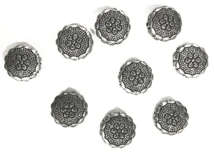 Antique Silver Circular Plastic Beads (15x15 mm)