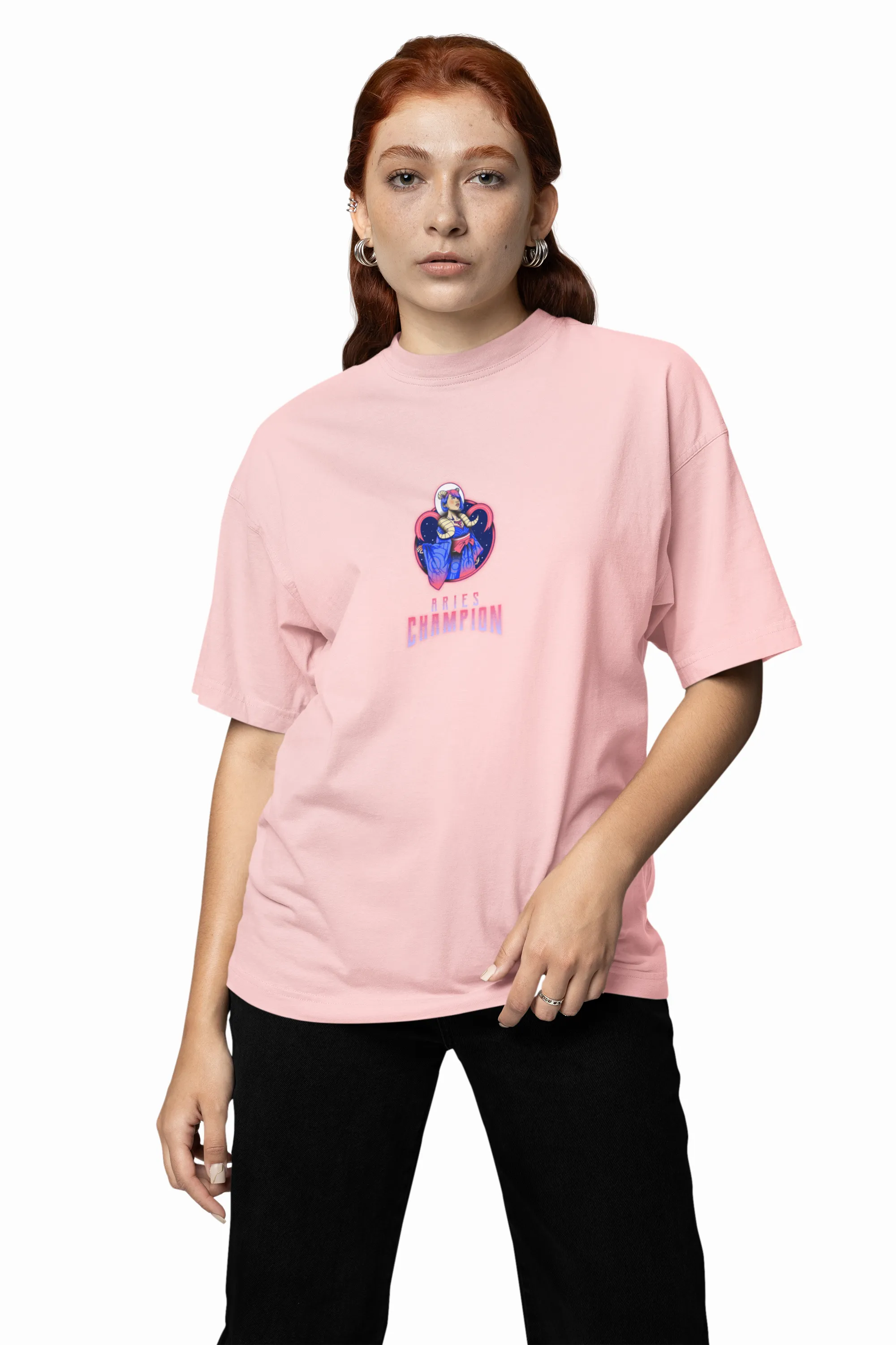 Aries Oversized LIGHT PINK Front and Back Printed T-shirt Unisex