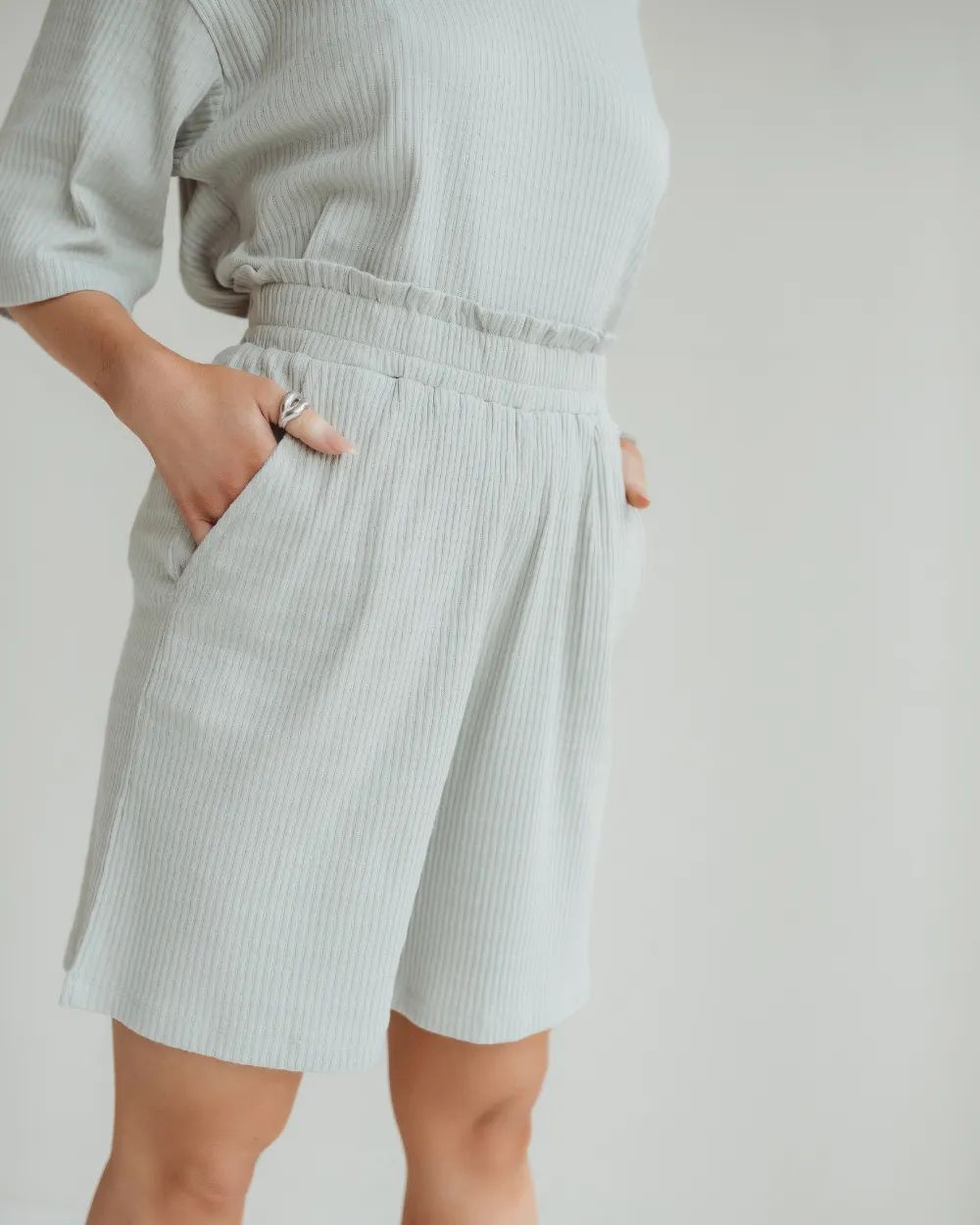 Audrey Textured Jersey Shorts