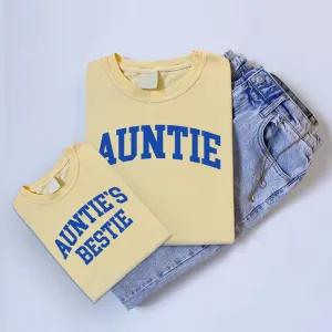 Auntie & Auntie's Bestie College Matching Butter/Blue T-shirts