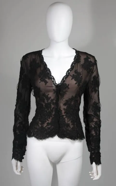 BILL BLASS Black Lace and Mesh Skirt Set Size 12-14