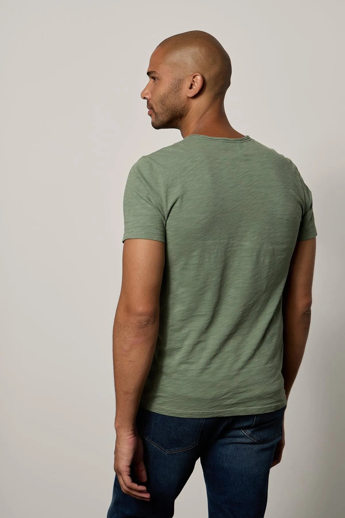 CHAD RAW EDGE COTTON SLUB POCKET TEE