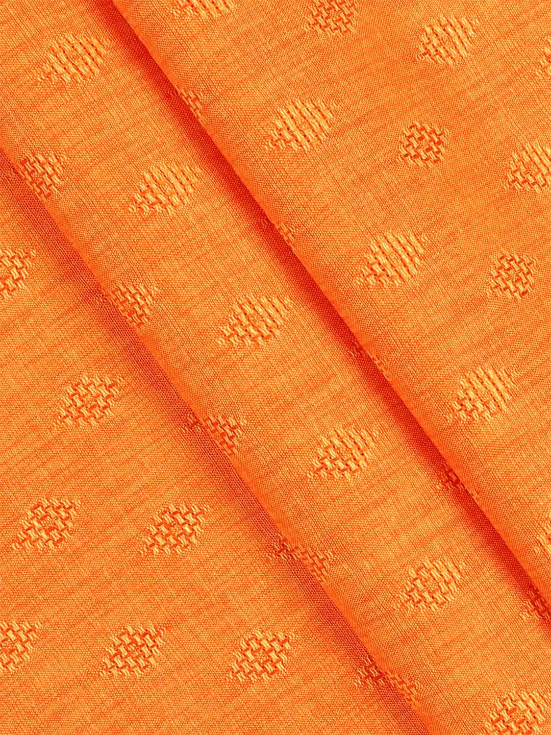 Cotton Rich Self Design Shirt Fabric Orange High Style