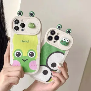 Cute Big Eyes Frog Wave Phone Case for iPhone 15 Pro Max, 14, 13, 11, 12