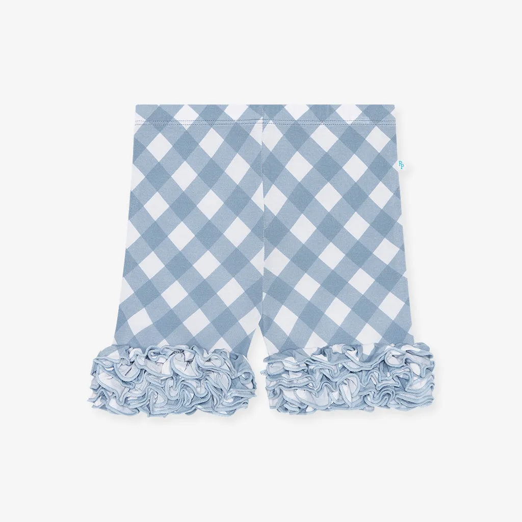 Dusty Blue Gingham Cha-Cha Shorts