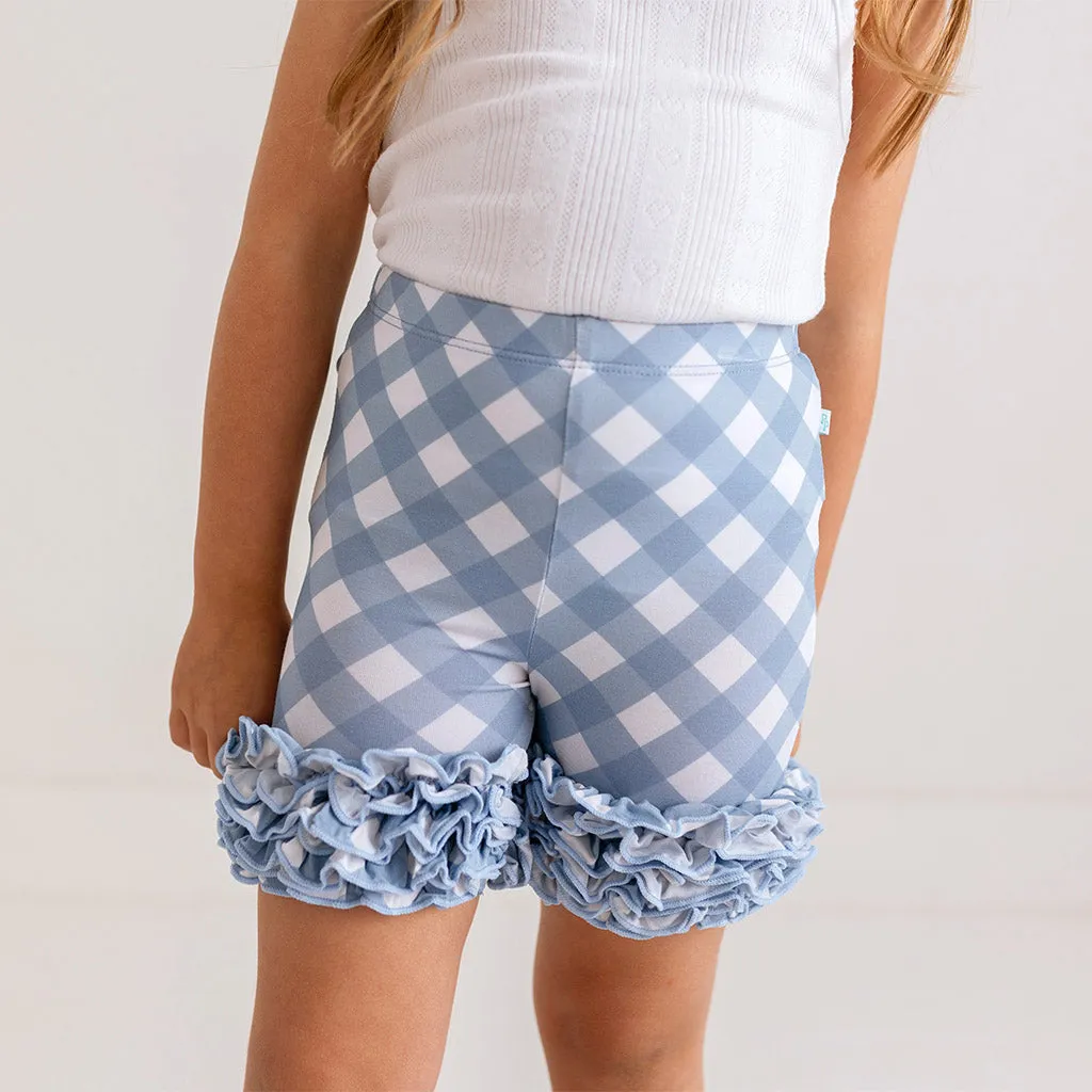 Dusty Blue Gingham Cha-Cha Shorts