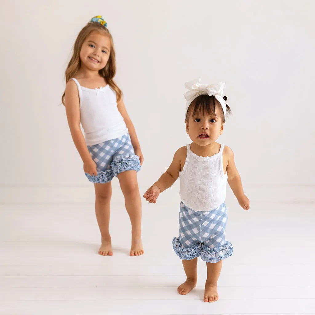 Dusty Blue Gingham Cha-Cha Shorts