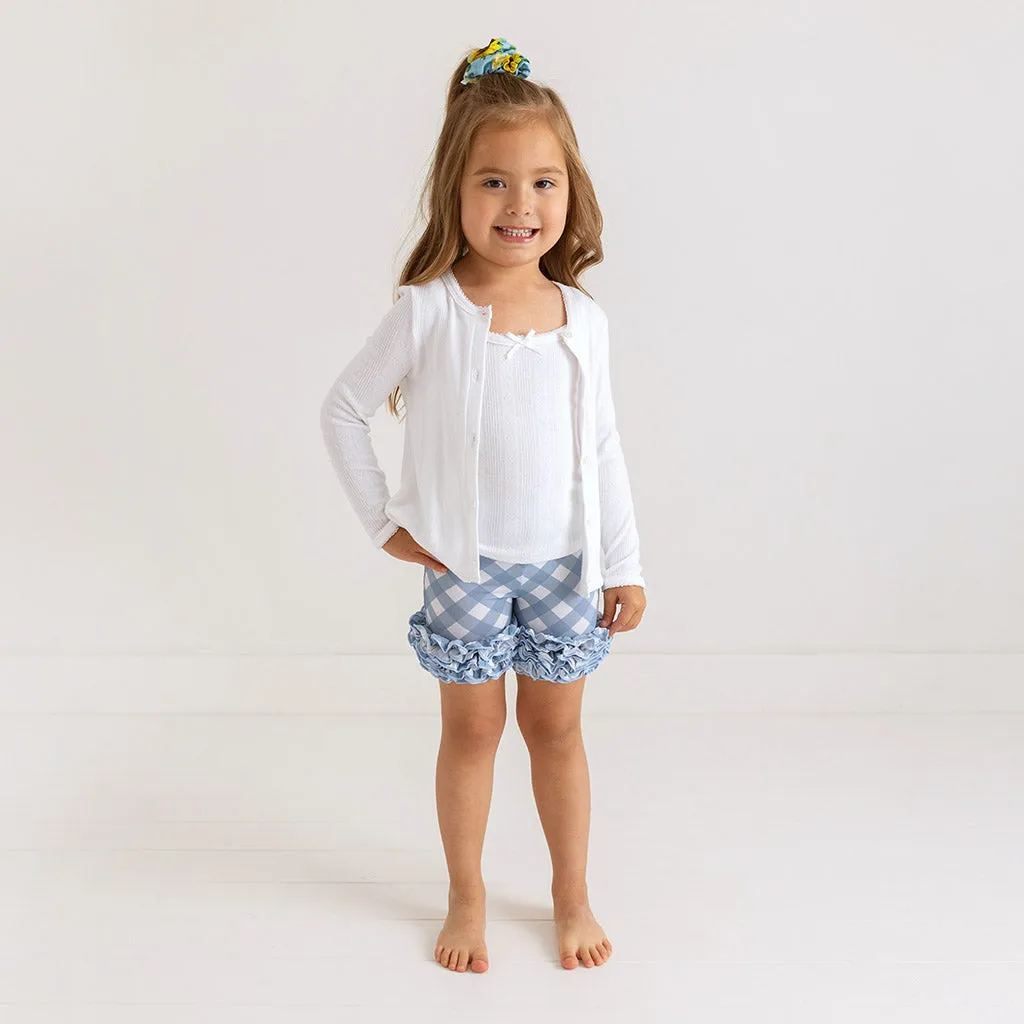 Dusty Blue Gingham Cha-Cha Shorts