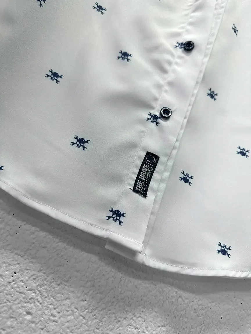 ESSENTIAL WHITE NOBODY CARES BUTTON UP