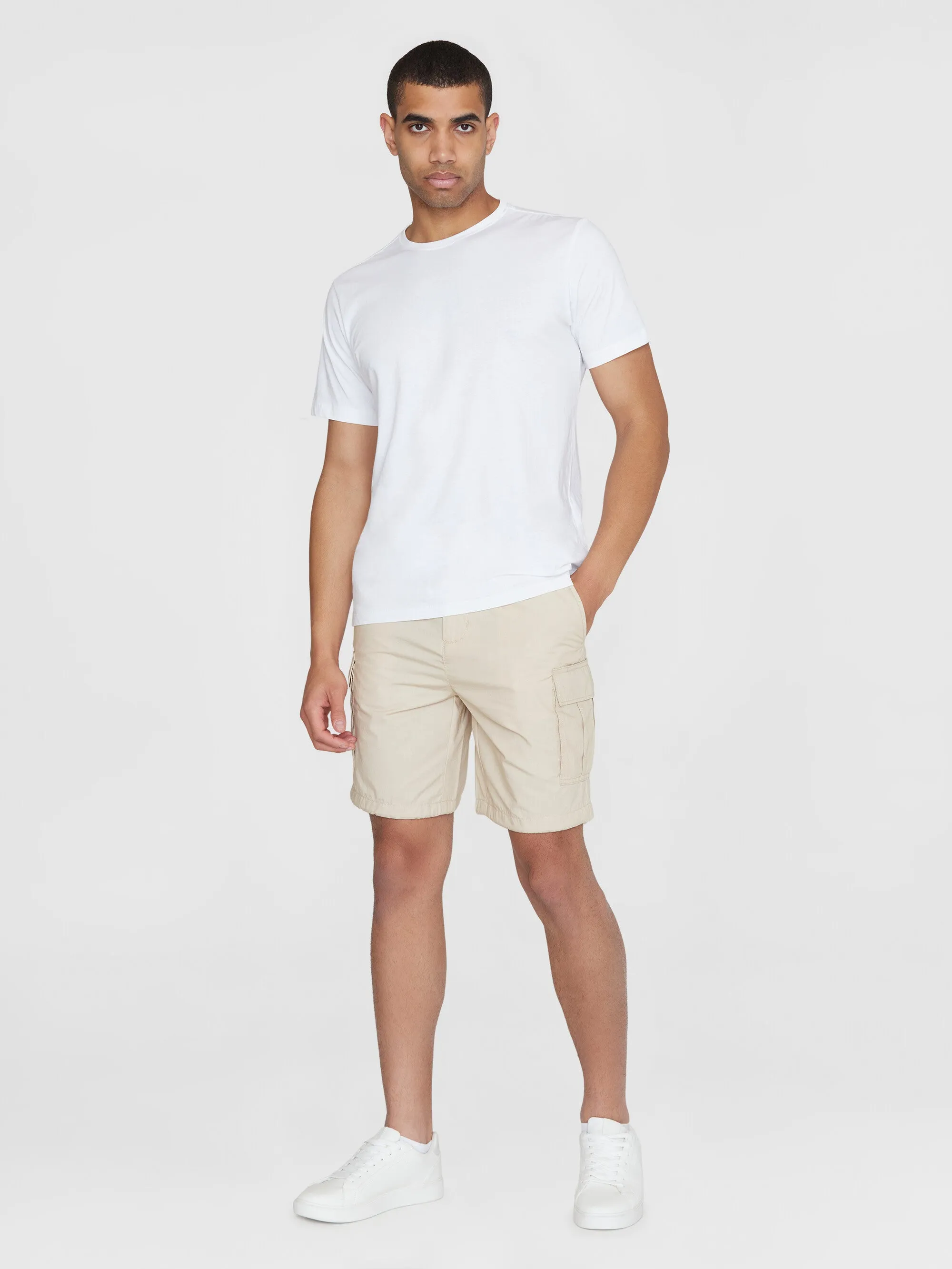 FIG loose cargo poplin shorts - GOTS/Vegan - Light feather gray