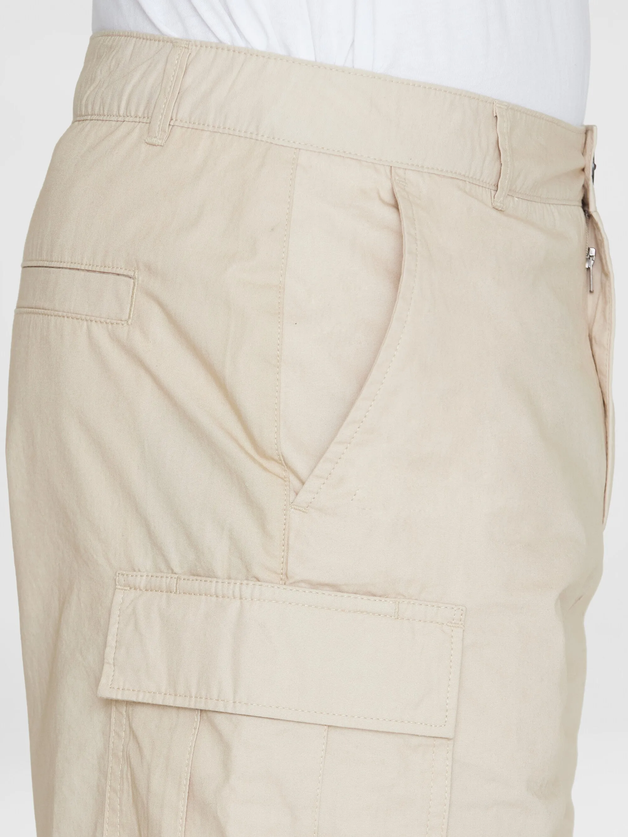 FIG loose cargo poplin shorts - GOTS/Vegan - Light feather gray