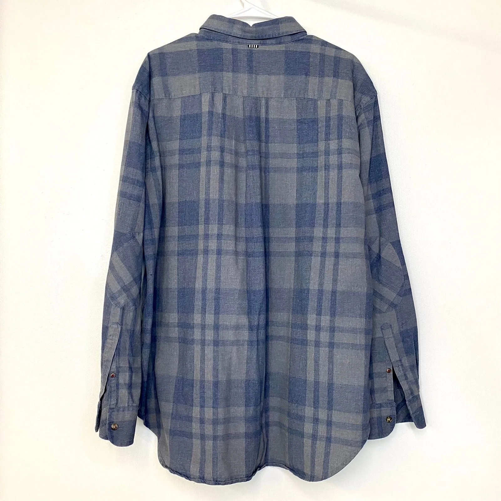 Five Four Mens Size 2X Gray/Blue Plaid Flannel Shirt L/s Pre-Owned