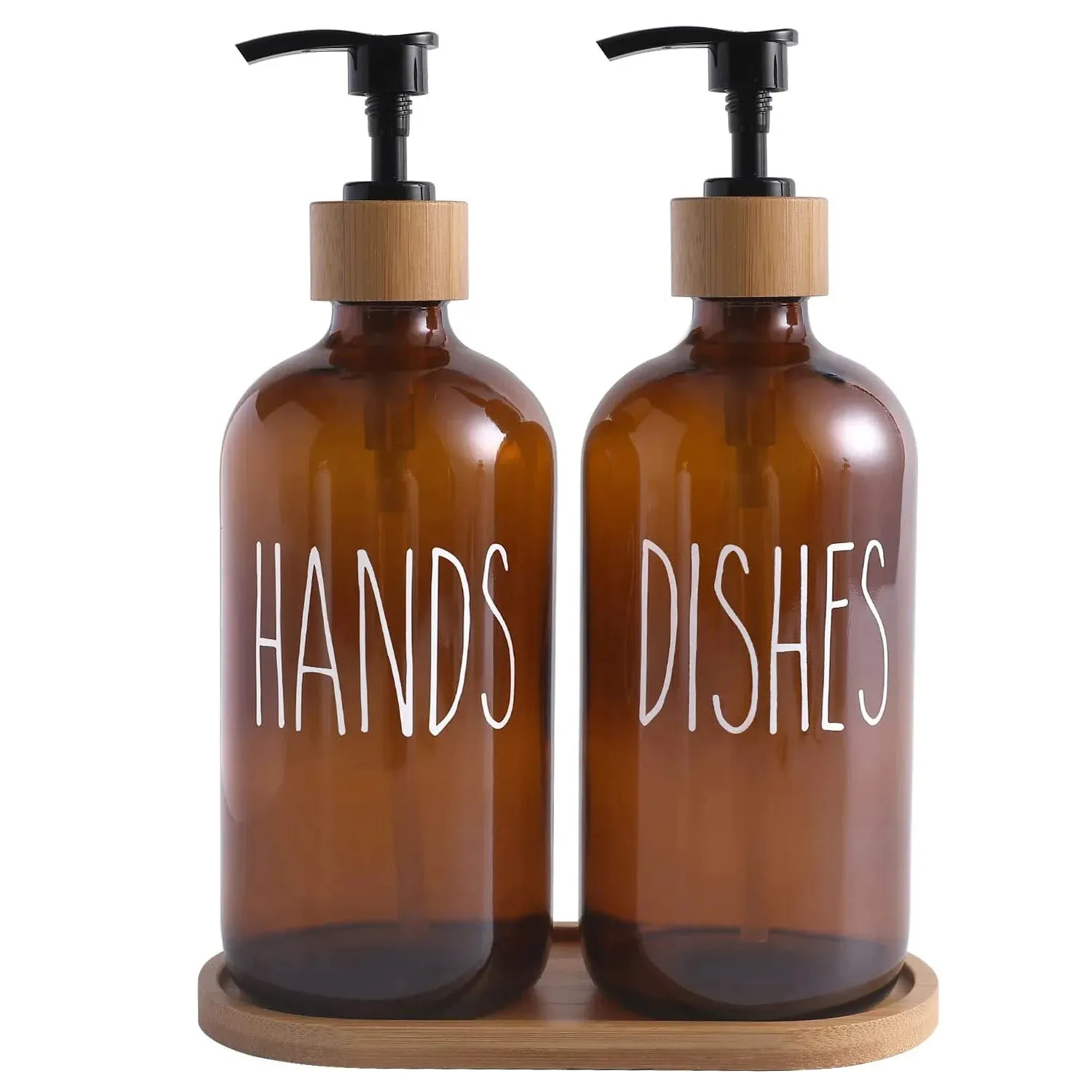 Glass Amber Soap Dispenser Bottles