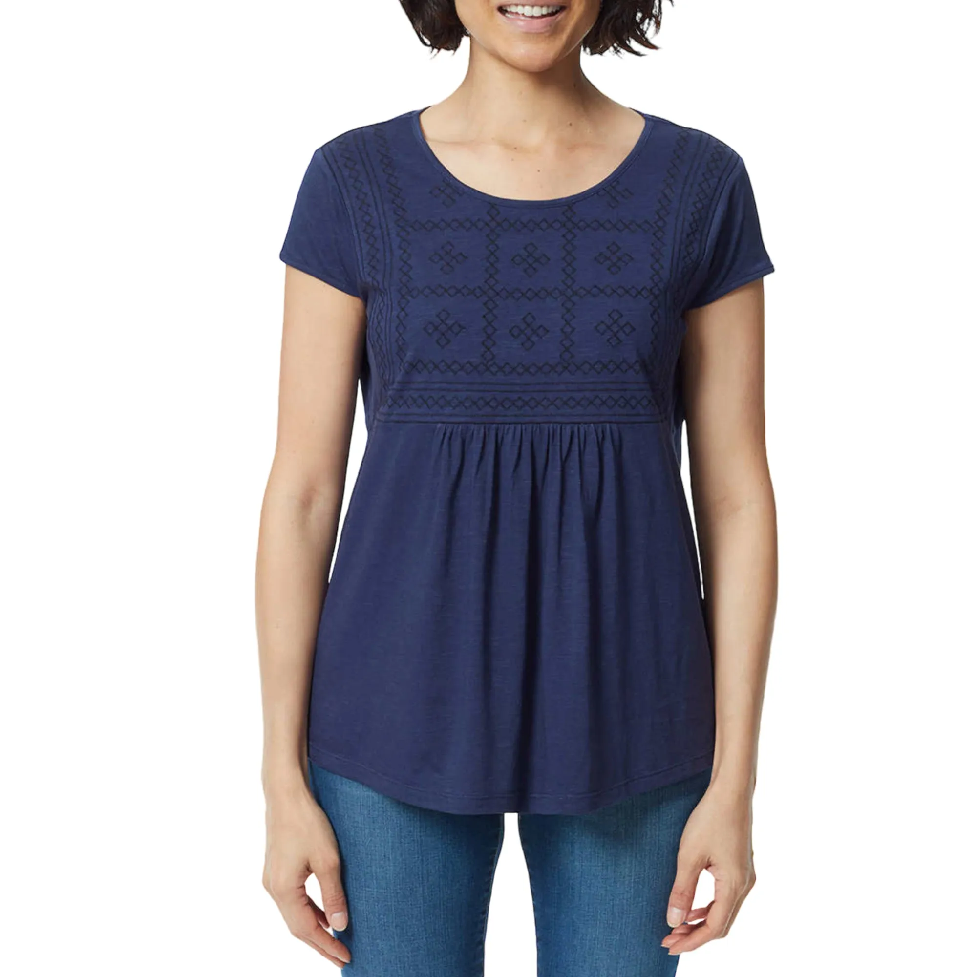 Gloria Vanderbilt Women's Plus Embroidered Relaxed Fit Tee Tunic Top