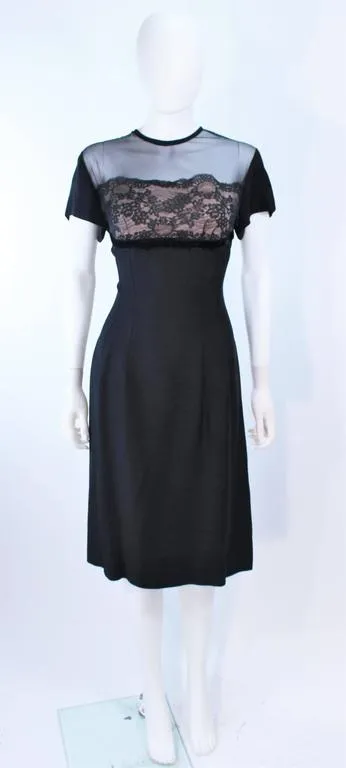 J. HARLAN Silk and Lace Cocktail Dress w/ Sheer Details Size 8