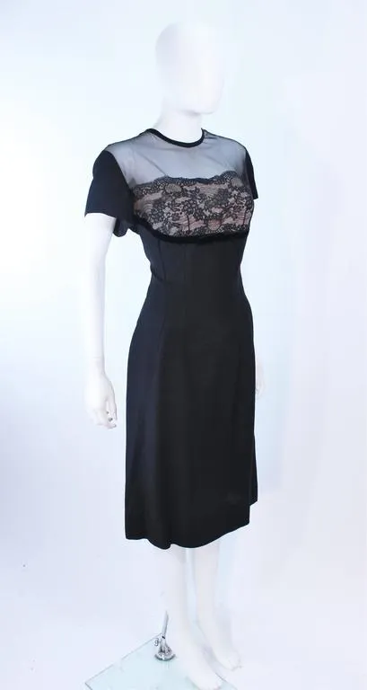 J. HARLAN Silk and Lace Cocktail Dress w/ Sheer Details Size 8