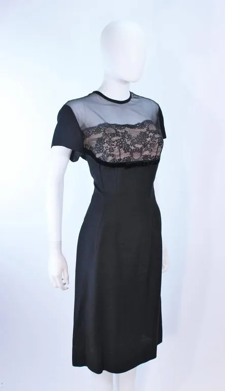 J. HARLAN Silk and Lace Cocktail Dress w/ Sheer Details Size 8