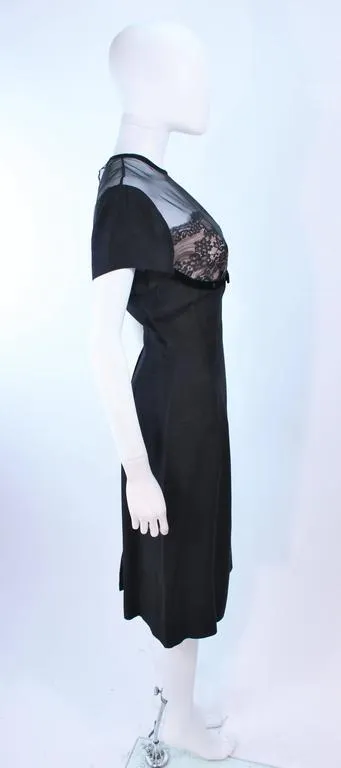 J. HARLAN Silk and Lace Cocktail Dress w/ Sheer Details Size 8