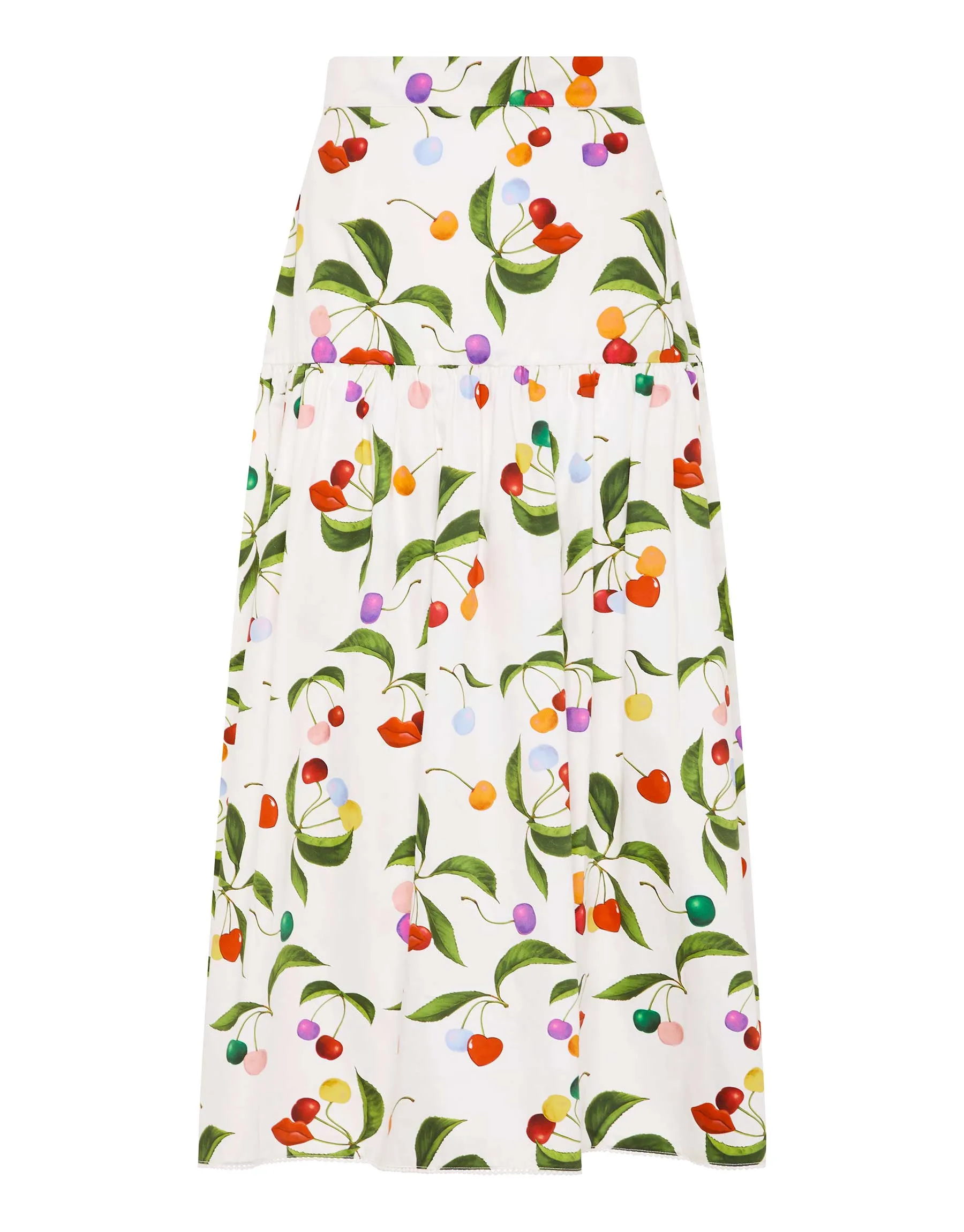 June Cotton Midi Skirt - Cherry White - SALE