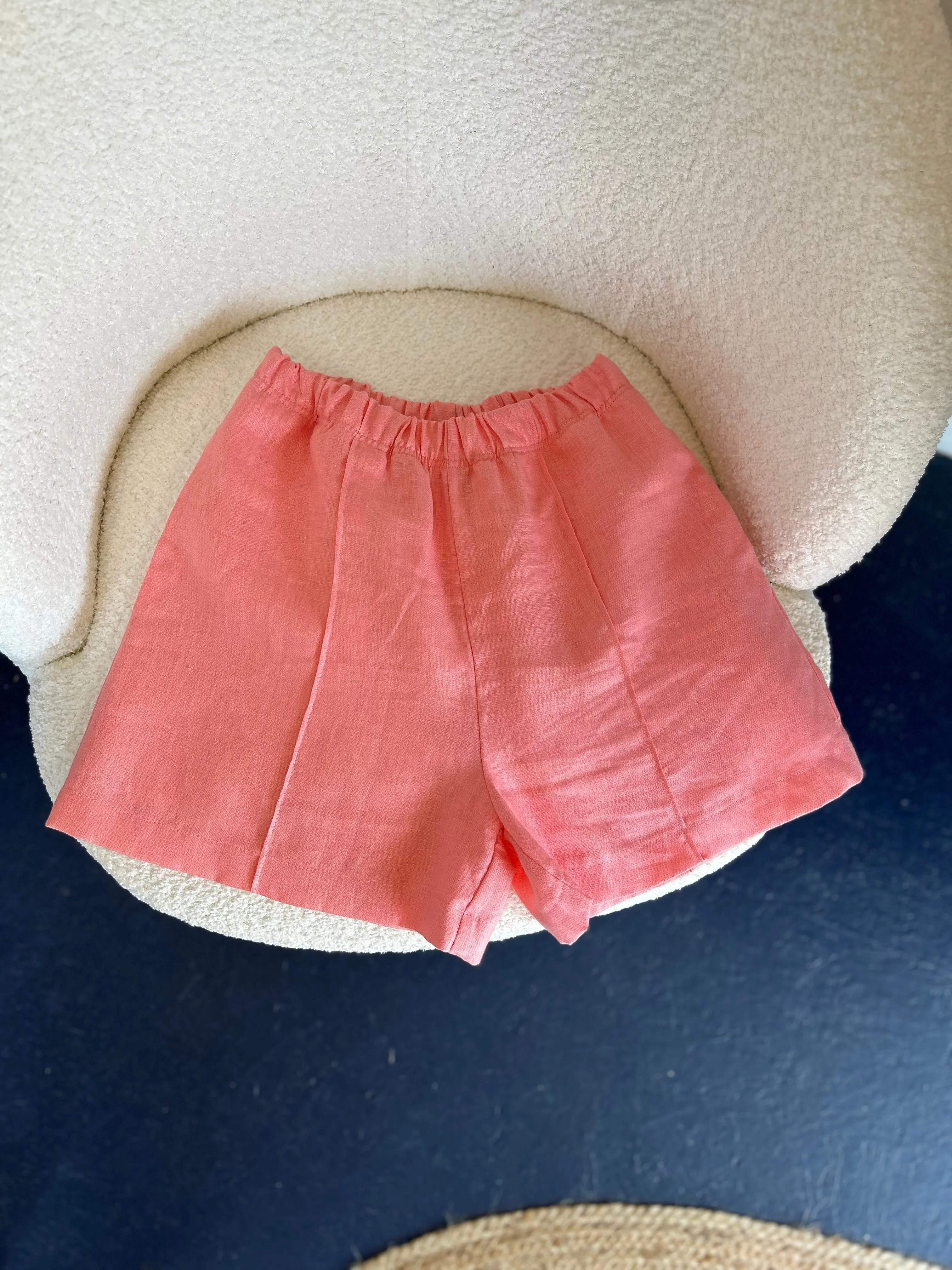 Linen Summer Shorts with Side Seam Pockets