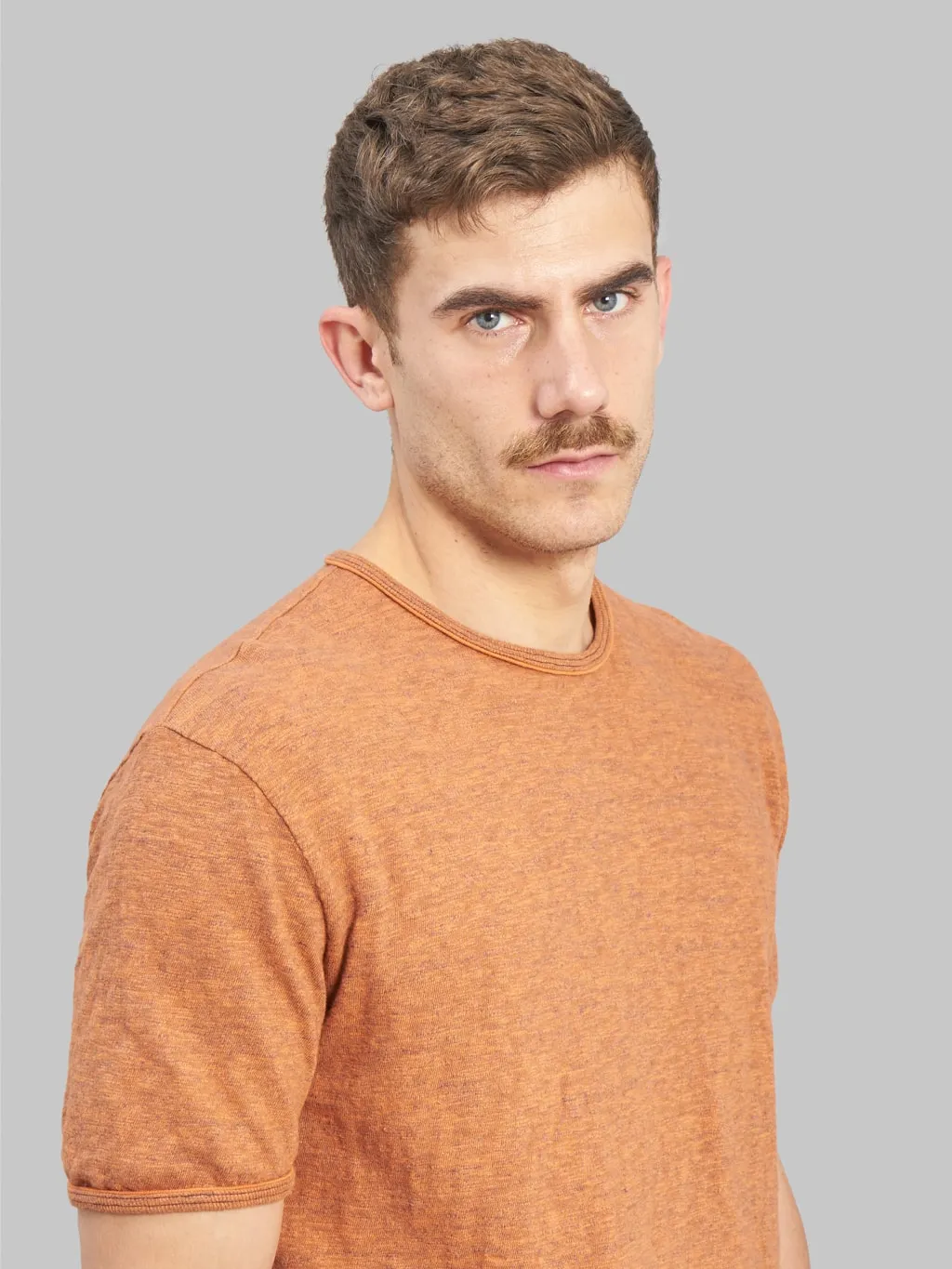 Loop & Weft Super Slub Tube Knit Edge Piping Crewneck T-Shirt Roast Orange