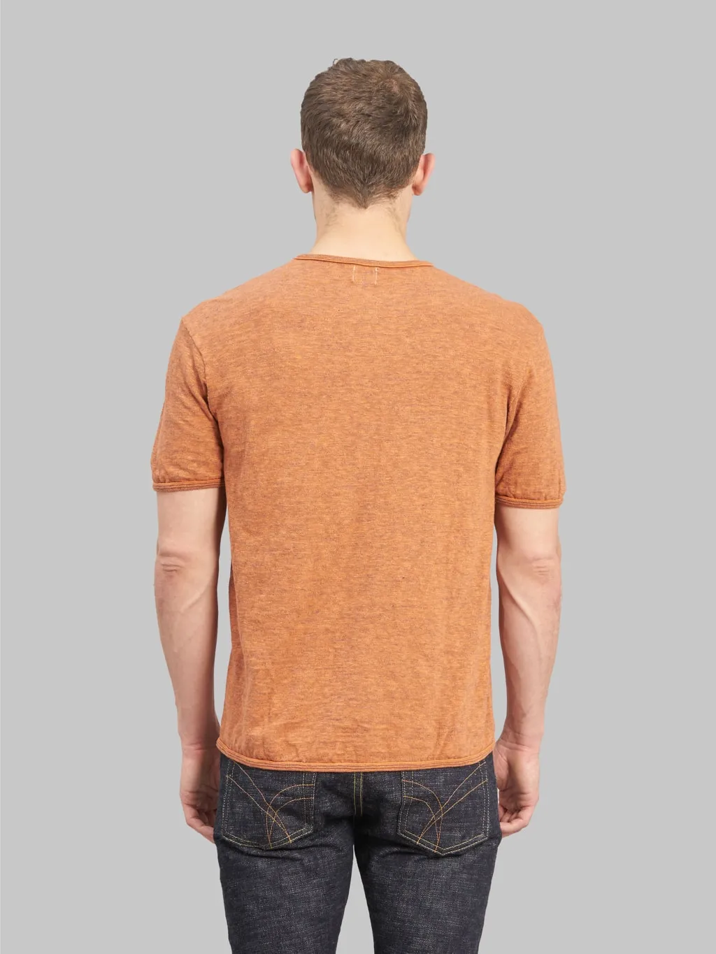 Loop & Weft Super Slub Tube Knit Edge Piping Crewneck T-Shirt Roast Orange