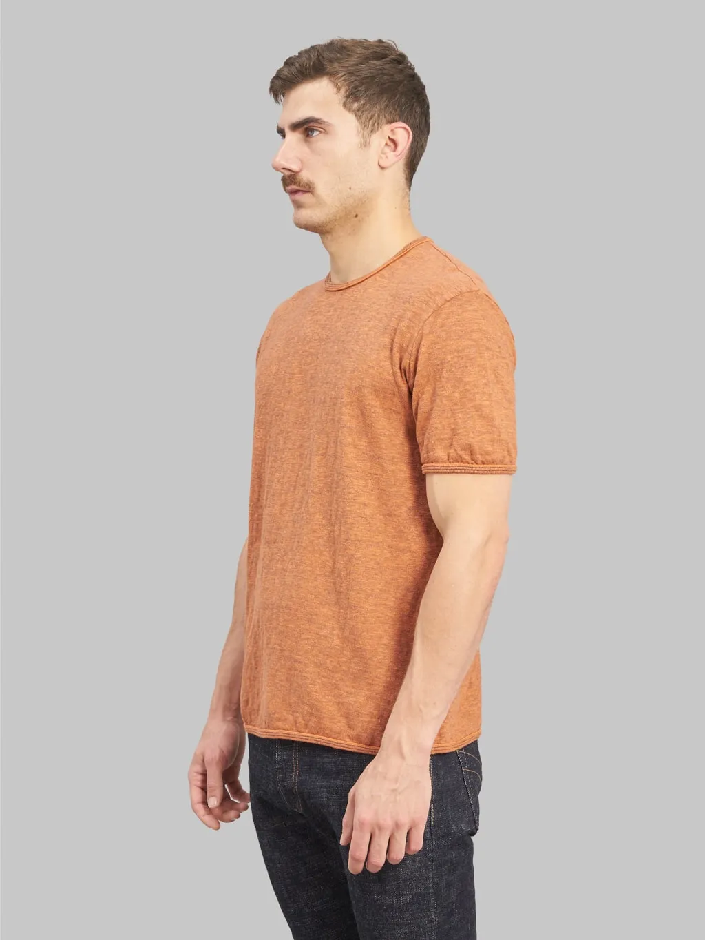 Loop & Weft Super Slub Tube Knit Edge Piping Crewneck T-Shirt Roast Orange