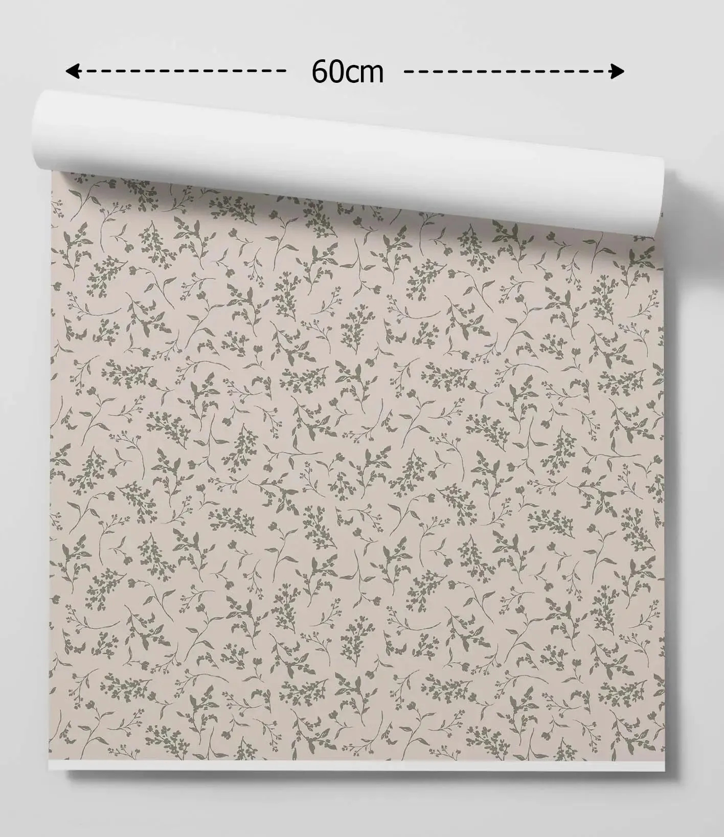 'Lulu In Green' - Vintage Green and Cream Leaf Removable Wallpaper