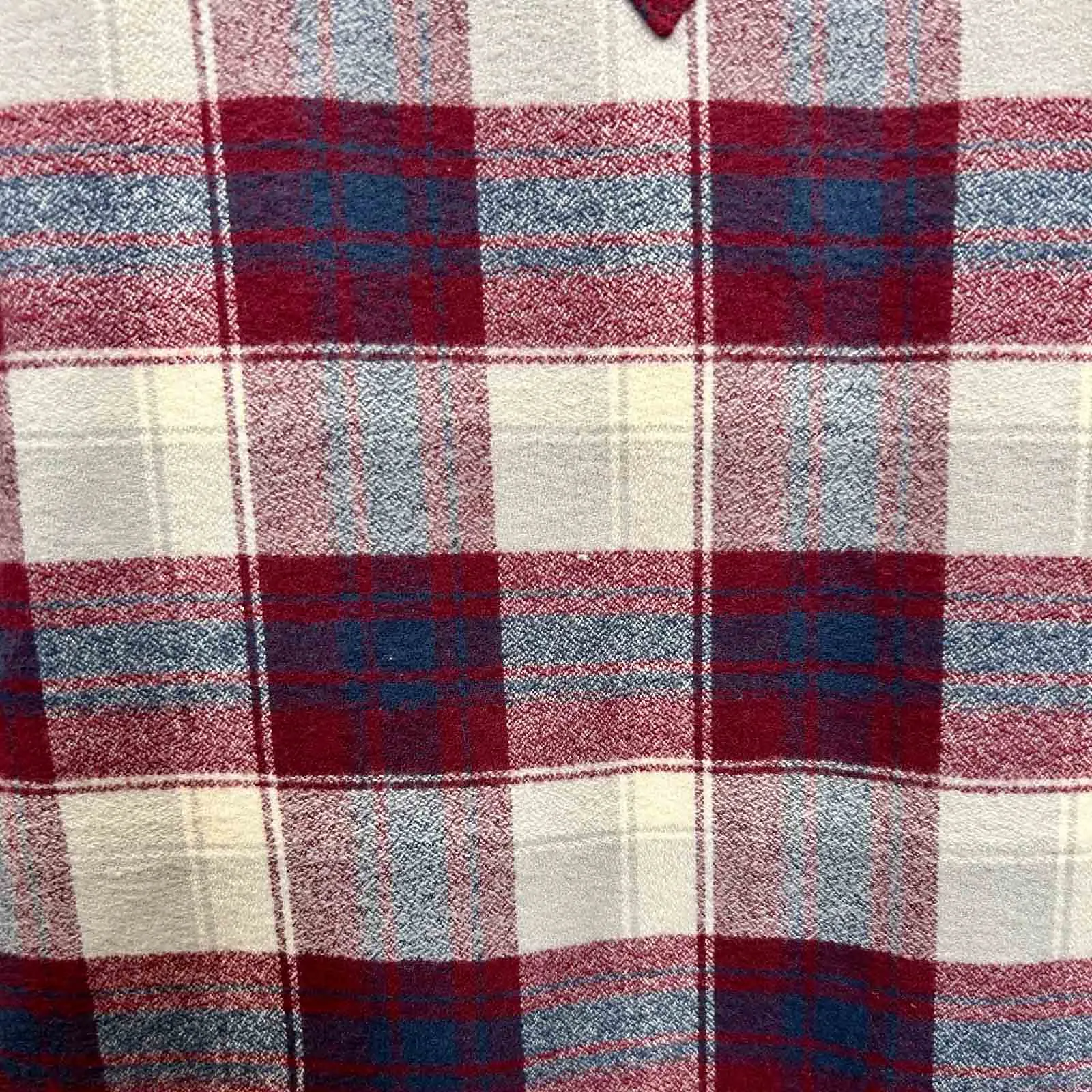 Men's Plush Flannel Burgundy & White Plaid Western Shirt