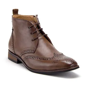 Men's VW314 Classic Ankle High Lace Up & Zipped Wing Tip Dress Boots