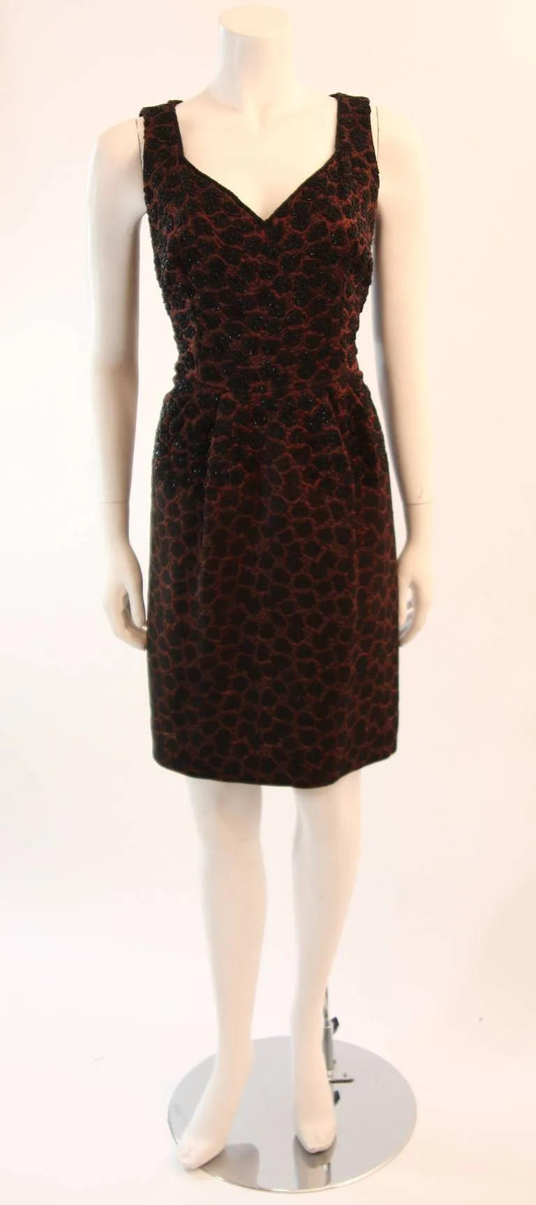 MINGOLINI GUGGENHEIM Brown and Black Beaded Couture Dress Set