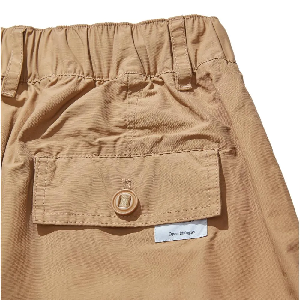 OPEN DIALOGUE DOUBLE PLEATS ARMY SHORTS-KHAKI