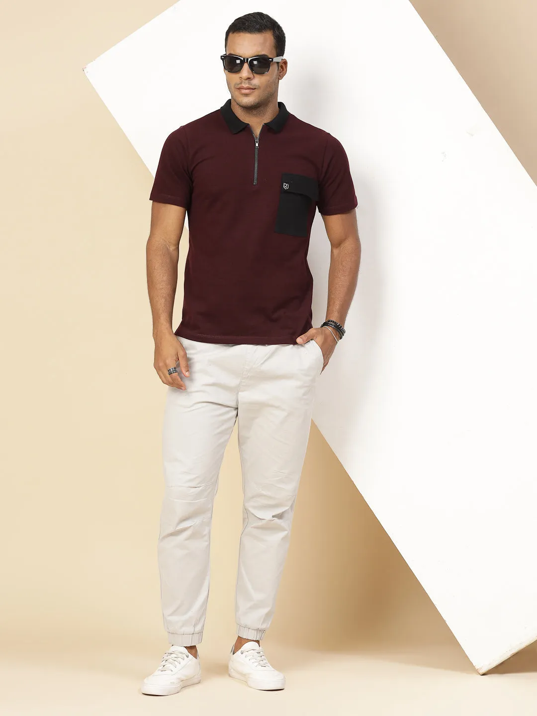 Patch Pocket Oversized Zip Polo Tee