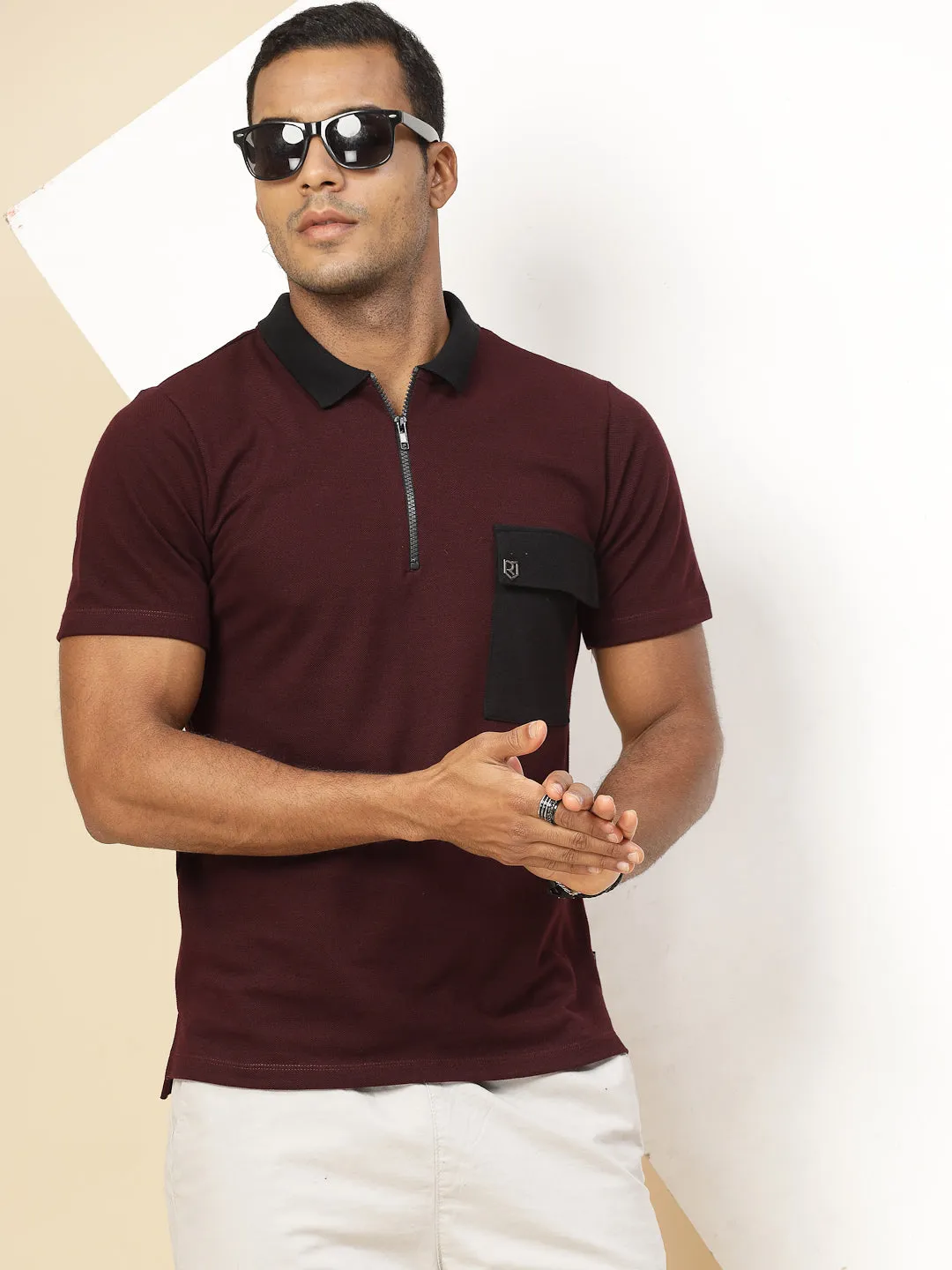 Patch Pocket Oversized Zip Polo Tee