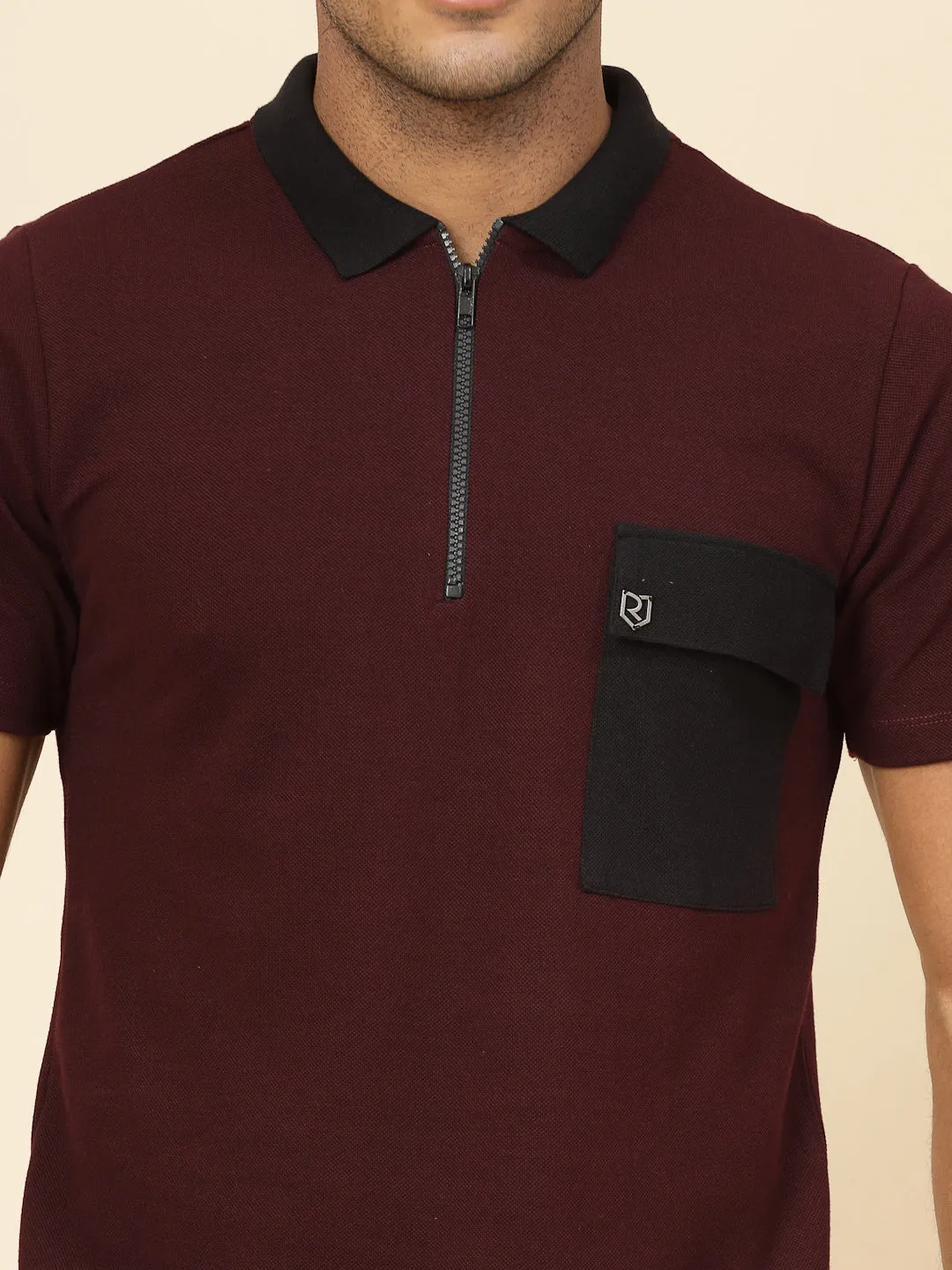 Patch Pocket Oversized Zip Polo Tee