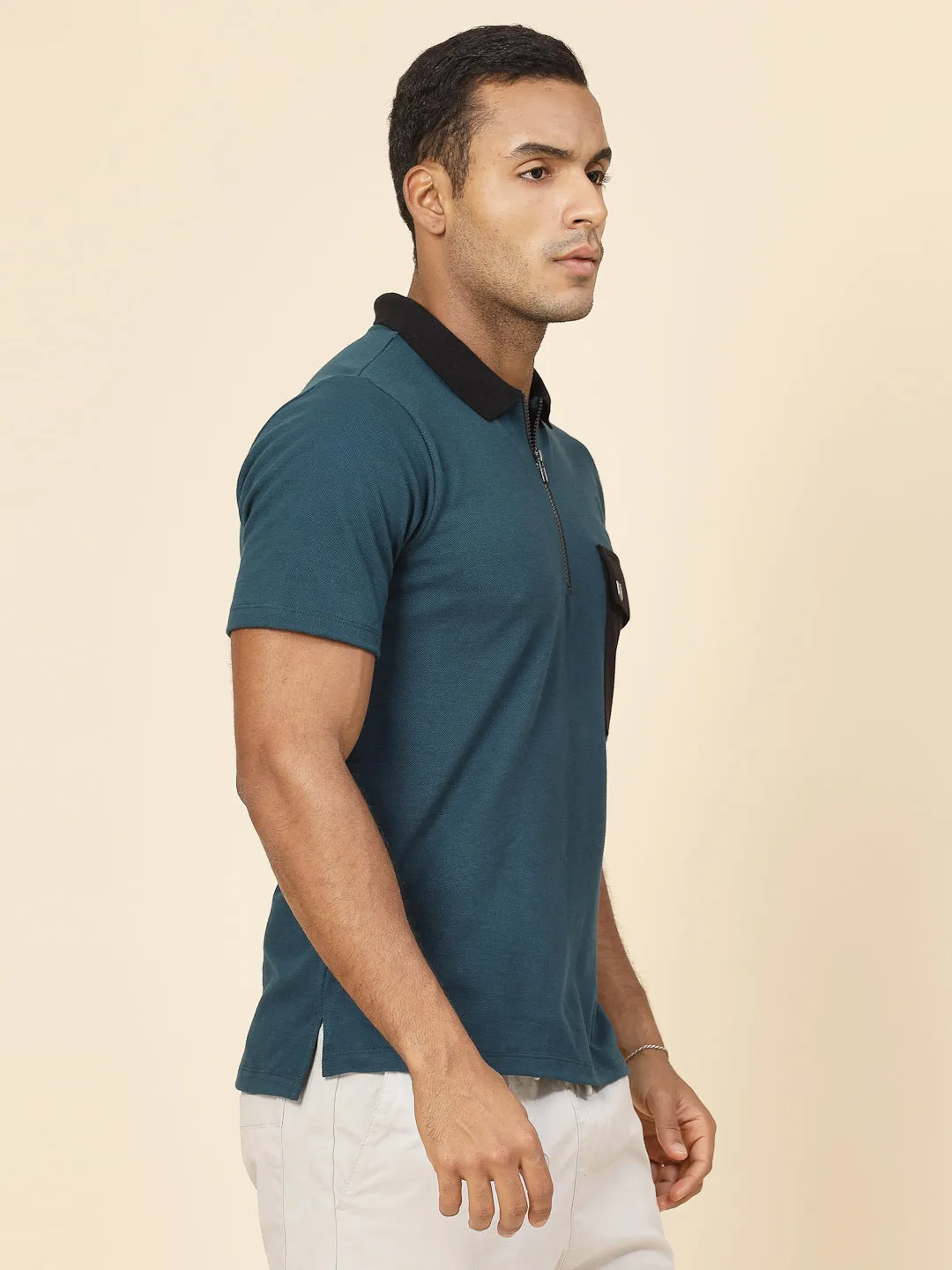 Patch Pocket Oversized Zip Polo Tee