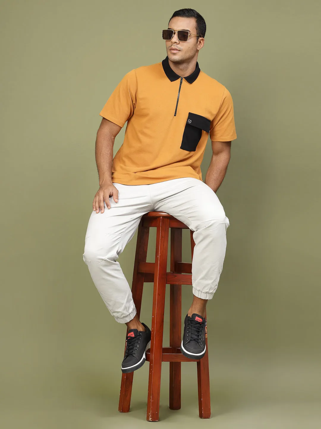 Patch Pocket Oversized Zip Polo Tee