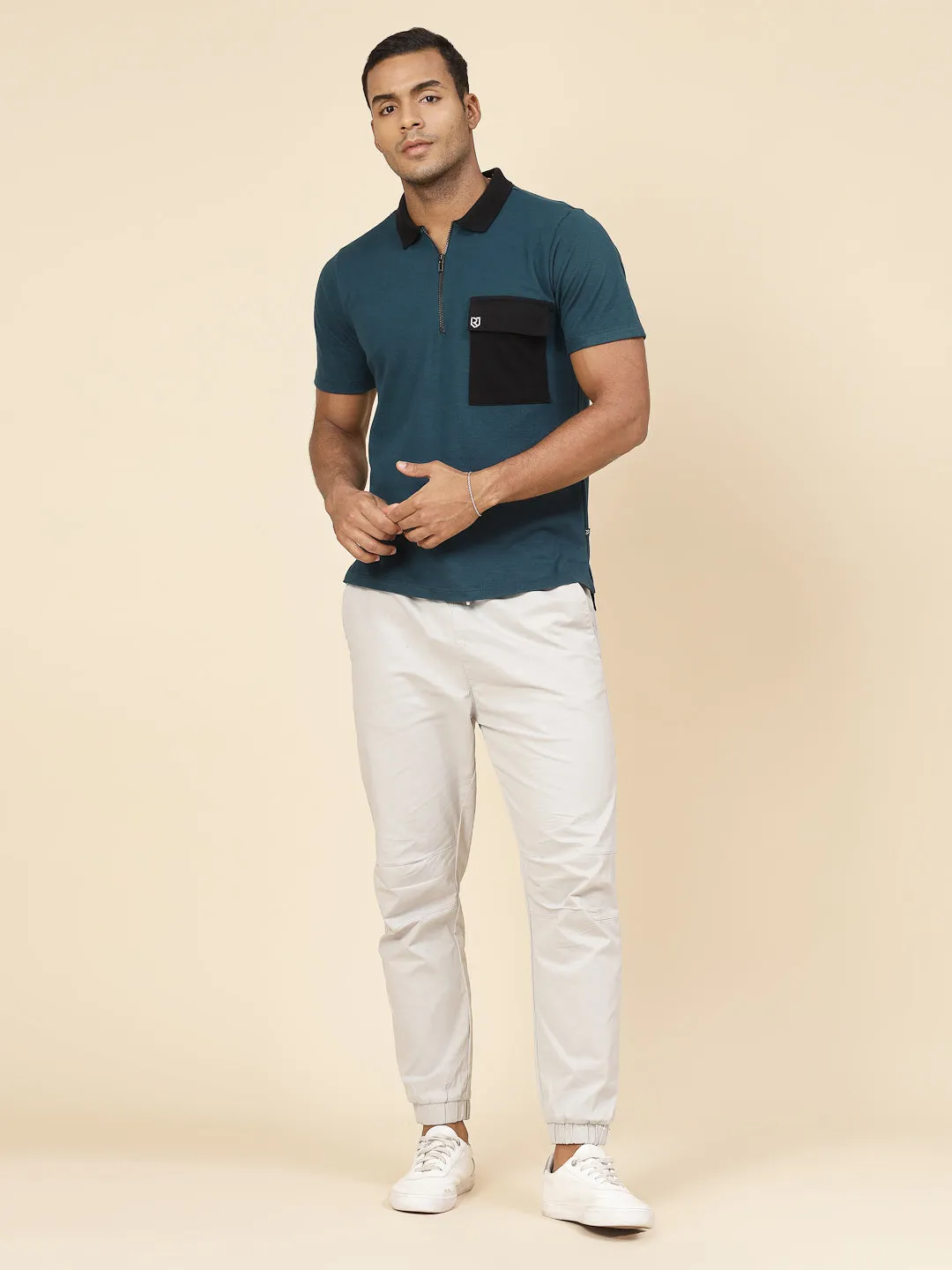 Patch Pocket Oversized Zip Polo Tee