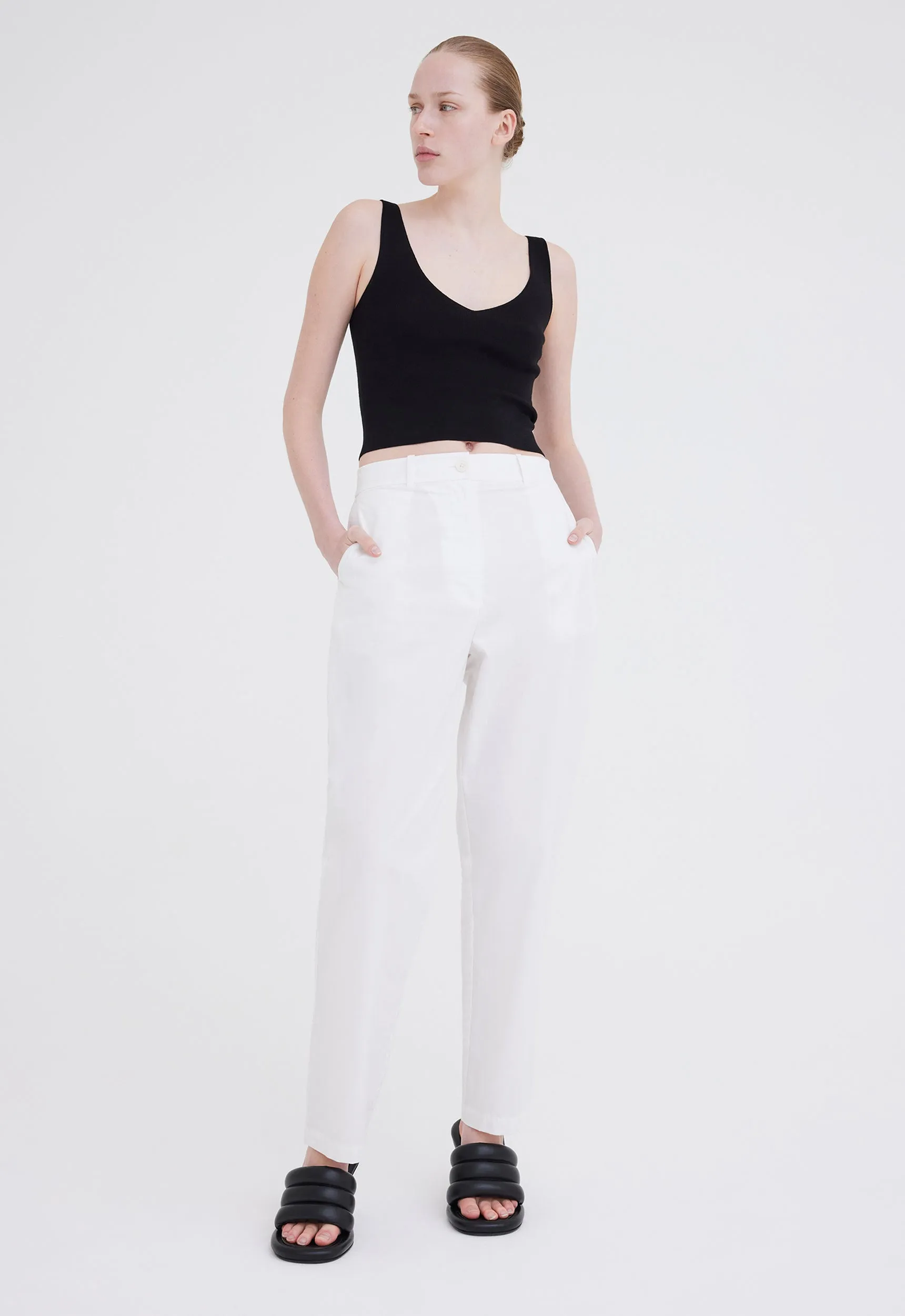 Port Cotton Pant - White