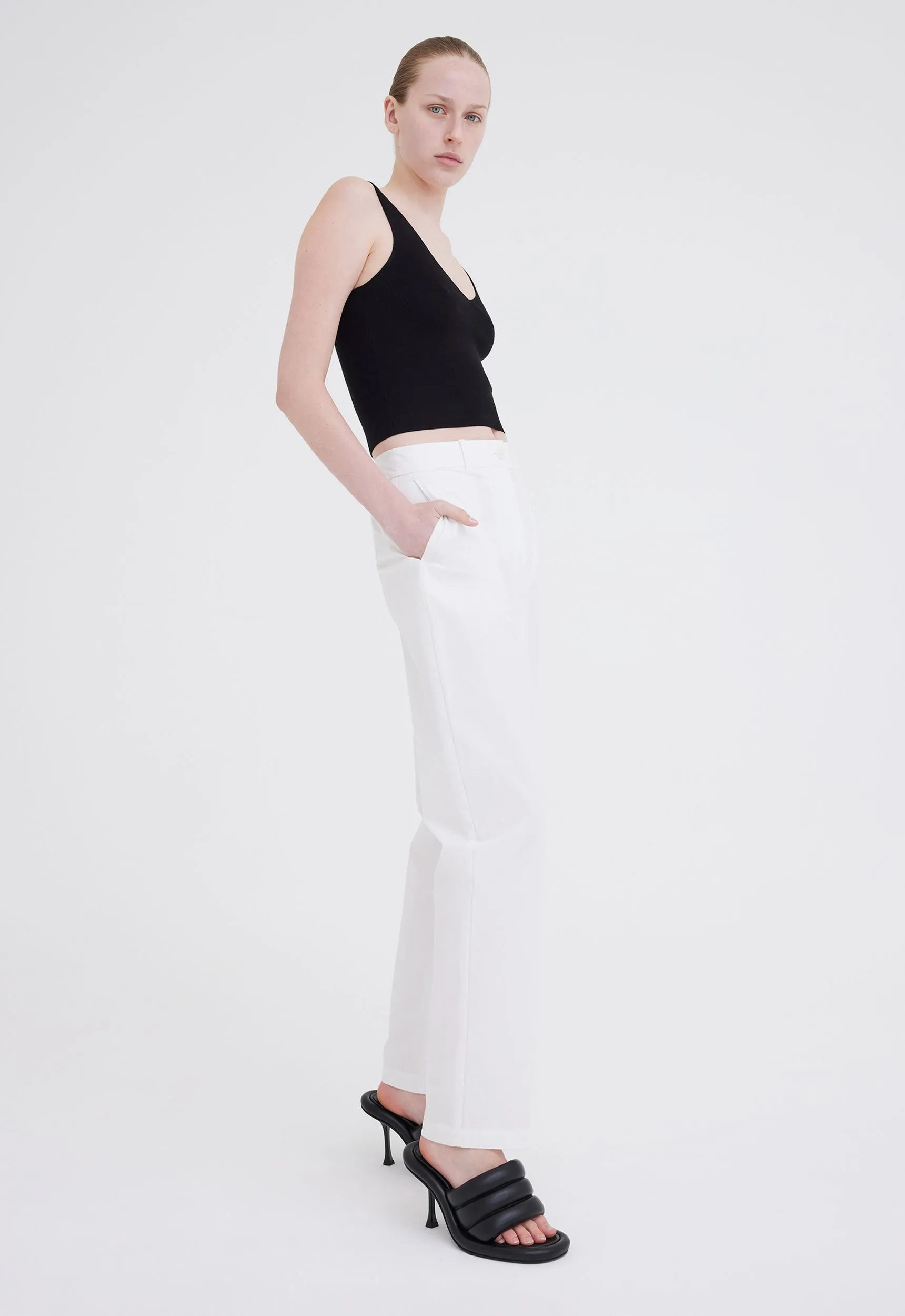 Port Cotton Pant - White