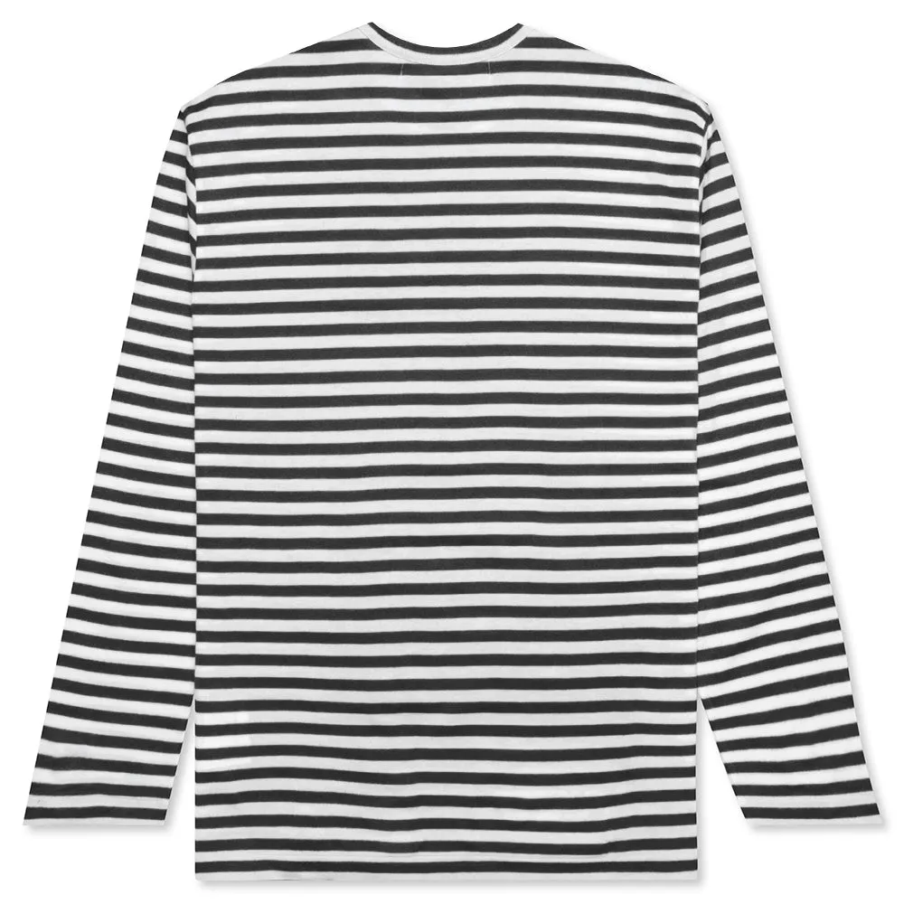 Striped Big Heart L/S T-Shirt - Black/White