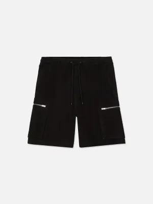 Suede Cargo Shorts -- Black