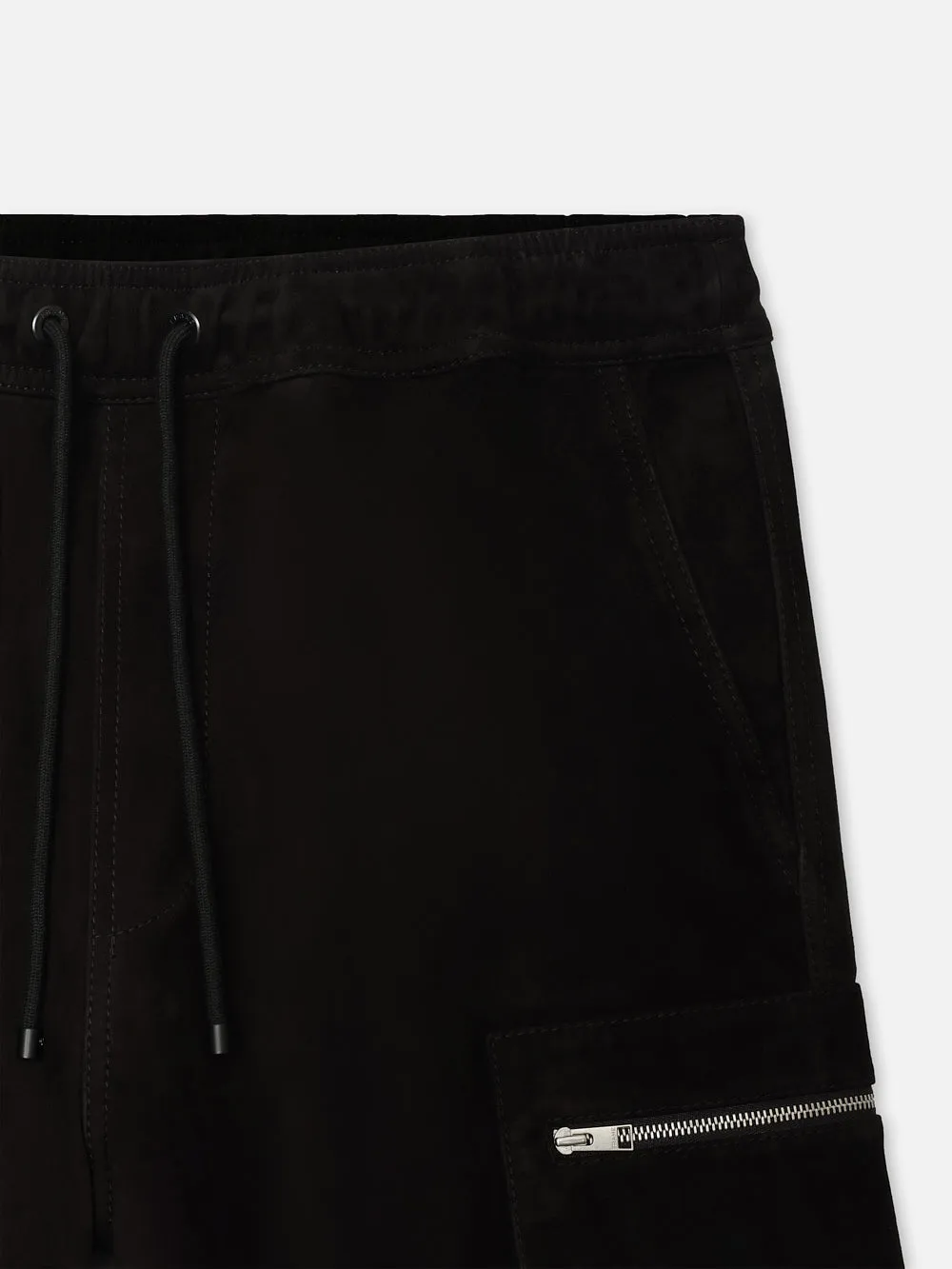 Suede Cargo Shorts -- Black