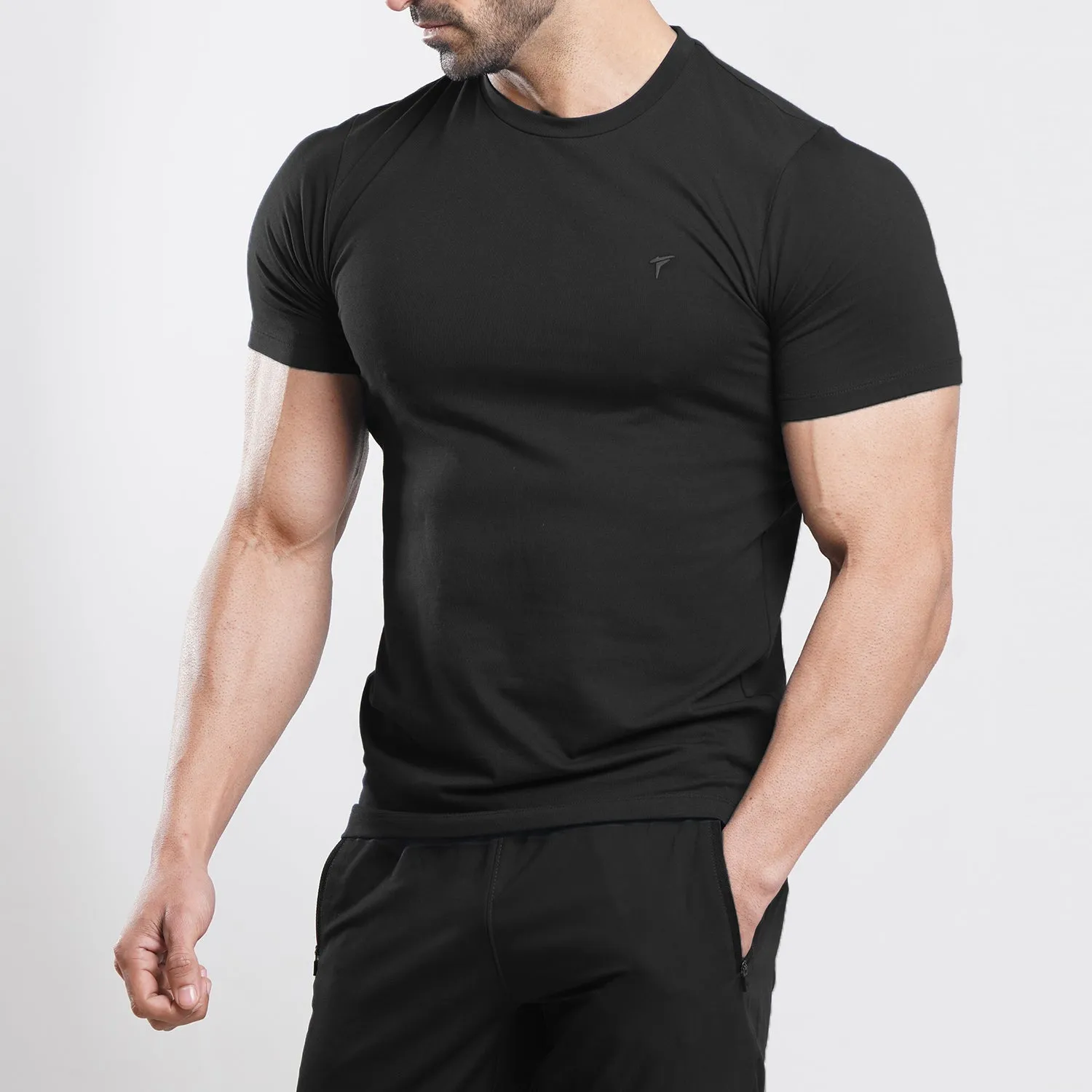 Tf-Black Muscle-Fit Premium Lycra Tee