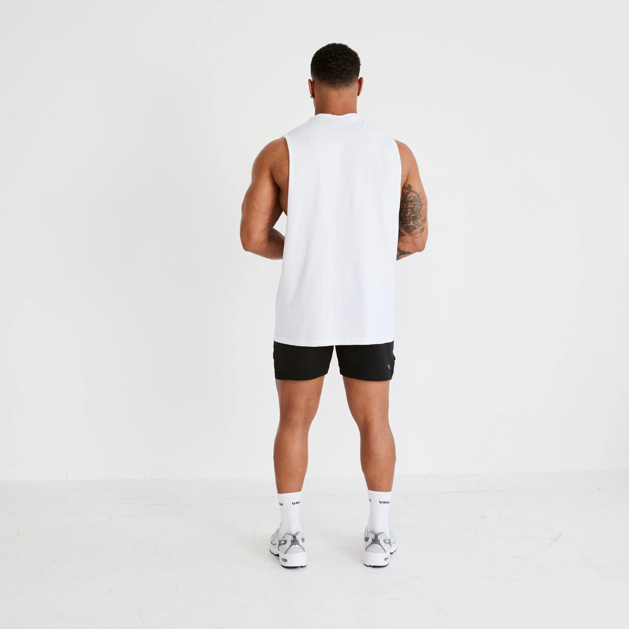 Vanquish Essential White Oversized Sleeveless T Shirt